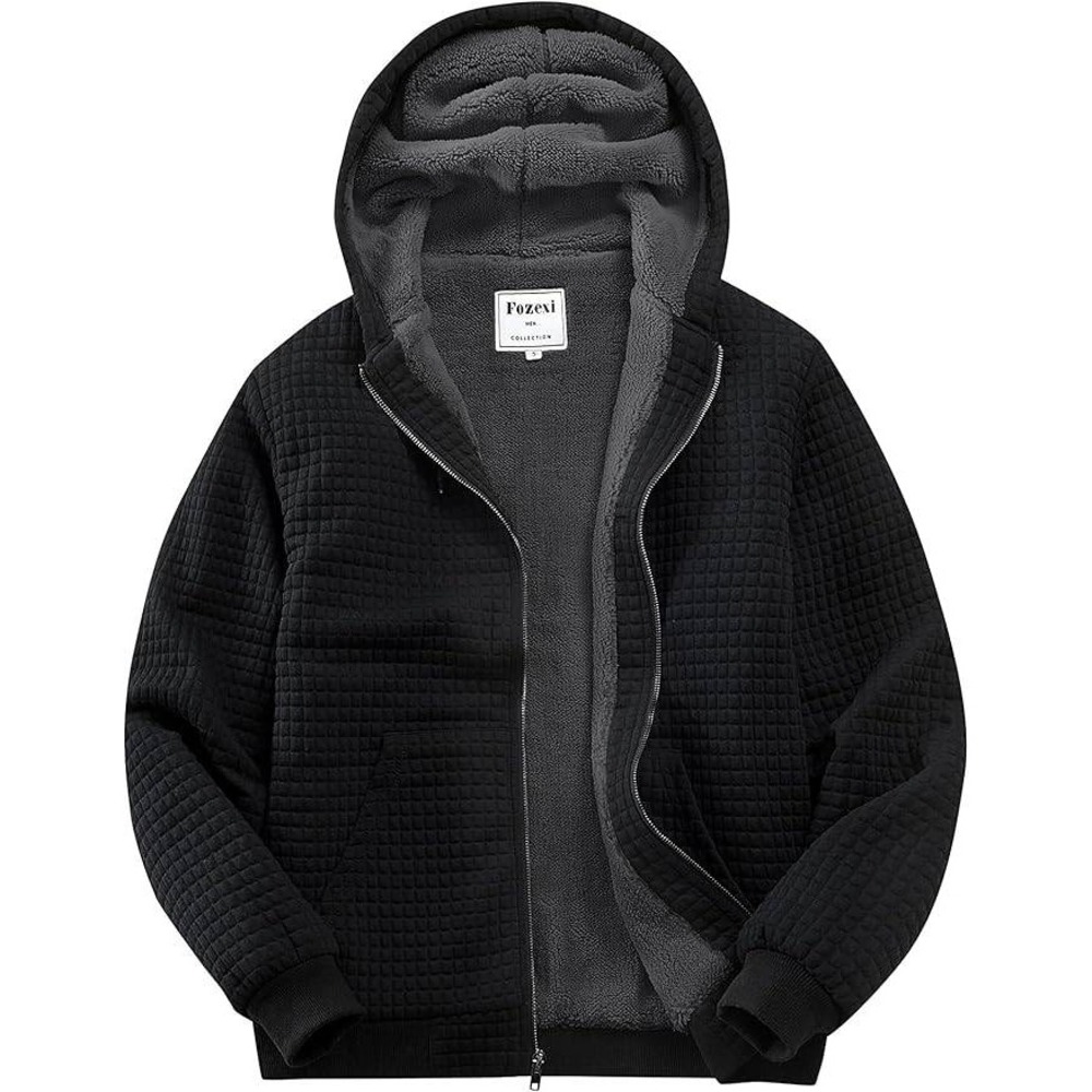 MSRP $39 Fozexi Men's L Fleece Heavyweight Full Zip Hoodie Sweatshirt Jacket
